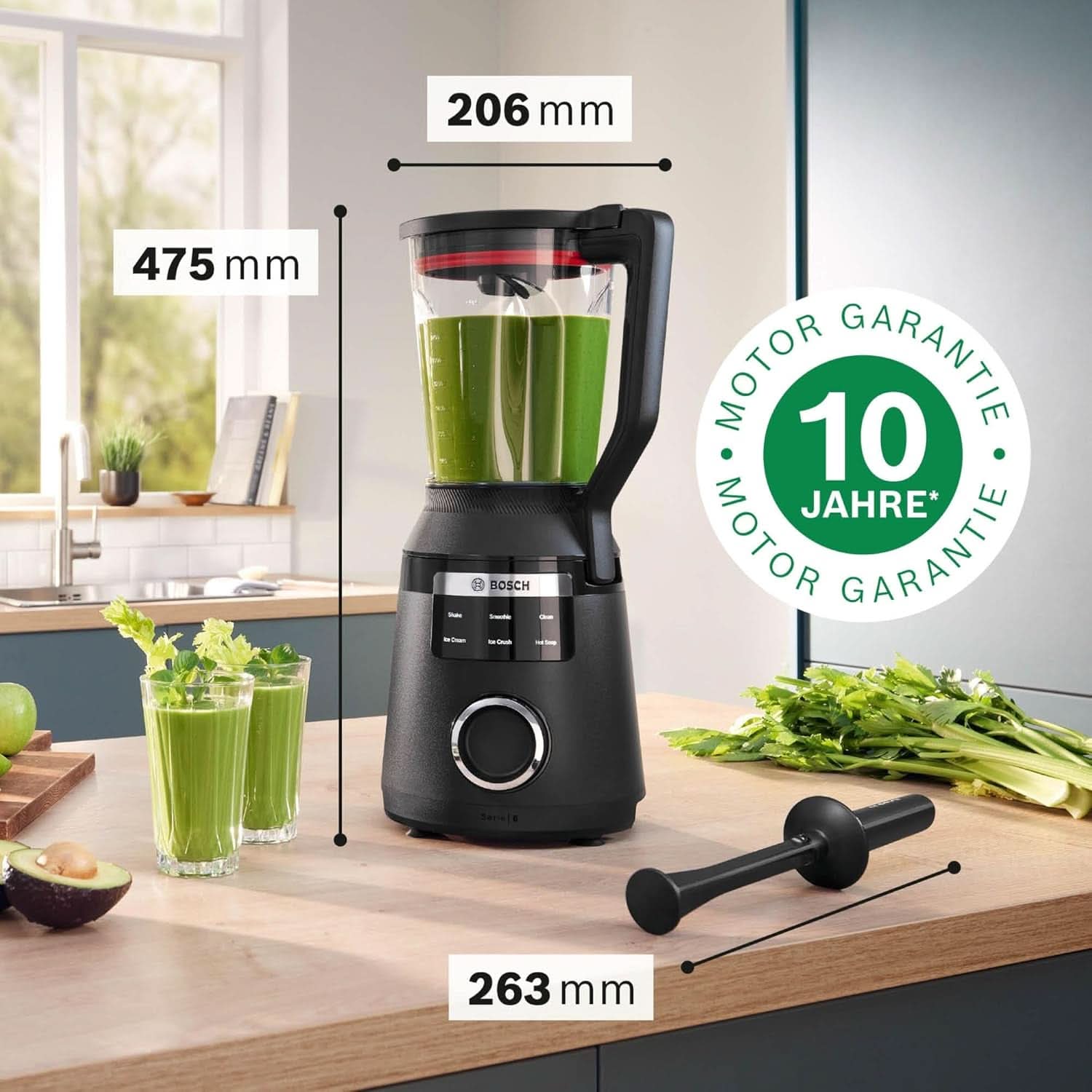 Highspeed-Standmixer Vitapower Serie 6 MMBD665B1, 45.000 U/Min, 6 Programme Inkl Heiße Suppe & Reinigung, 2 L Mixbehälter, Stopfer, Spülmaschinenfeste Teile, Made in Europe, 1800W, Schwarz Kitchen Naty Shop