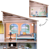 Olivia's Little World Modernes, dreistöckiges interaktives Puppenhaus aus Holz im mediterranen Stil für Kinder mit 17 Puppenmöbelzubehör, mehrfarbig, TD-13551B