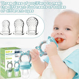 Baby-Fruchtschnuller, 2er-Pack Fruchtschnuller für Babys ab 3 Monaten, verbesserte Version 2023, befüllbare Schnuller, Brei-Schnuller, Fruchtschnuller für Babys, BPA-frei, 8 Silikonsauger in 3 Größen