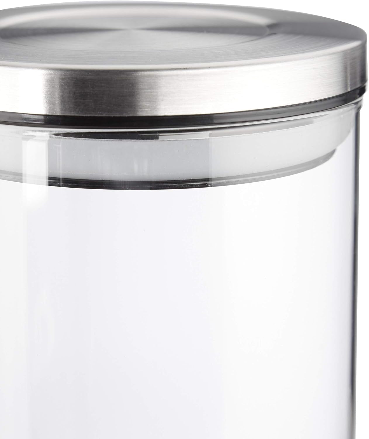 Relaxdays Vorratsgläser 3er Set, versiegelt, Edelstahldeckel, für Nudeln, Müsli und Reis, 1,5 Liter Küchenbehälter, transparent silber, 24 x 9,5 x 9,5 cm, transparente silberne Frischhaltedosen Naty Shop