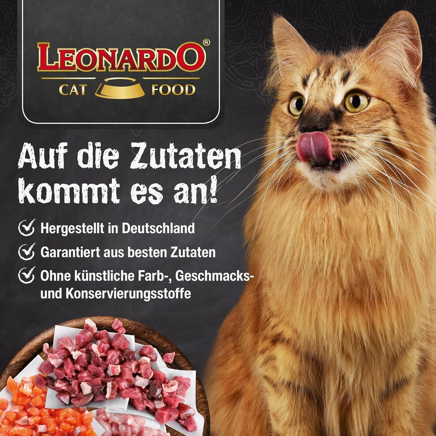 LEONARDO Nassfutter [6x800g Ente] | Getreidefreies Nassfutter für Katzen | Komplettes Nassfutter in Dosen