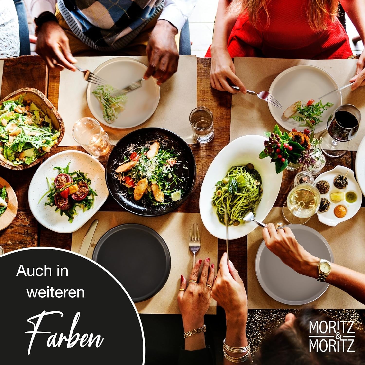 Moritz & Moritz NORDIC 6-Personen-Geschirrset – 18-teiliges Geschirrset aus schwarzem Steinzeug – skandinavisches Design – Robustes 6-Personen-Geschirrset für den täglichen Gebrauch und Gäste – Kombi-Geschirrset
