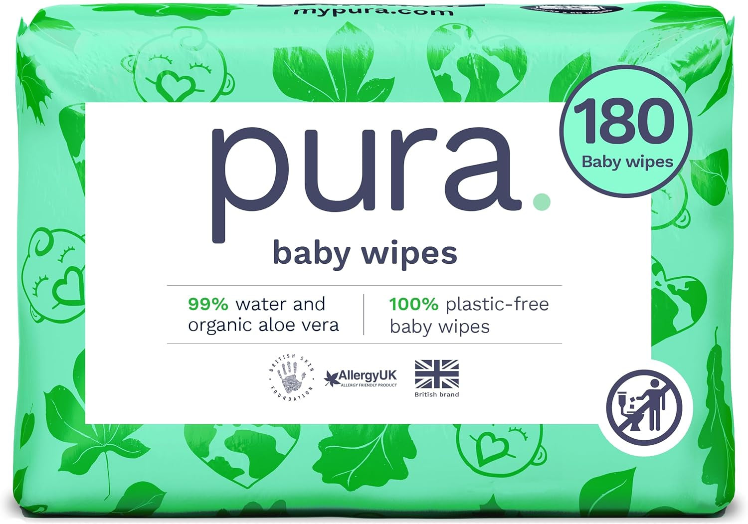 Umweltfreundliche Einweg-Babytücher für empfindliche Babyhaut, 70 Tücher (1 Packung), 99 % Wasser, 100 % plastikfrei, für empfindliche Haut, die zu Ekzemen neigt, bei Neugeborenen, biologisch abbaubar, vegan
