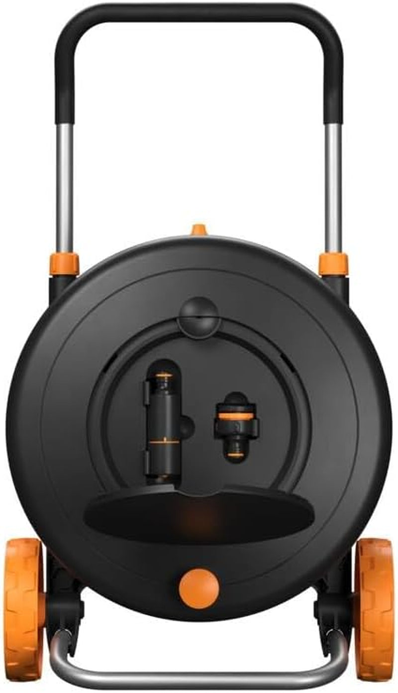 Fiskars Comfort L Wasserrad mit Rädern, All-Inclusive-Bewässerungsset, Gesamtreichweite 31,5 m, automatisches Aufwickeln, universeller Gartenschlauch (Ø 13 mm), universeller Wasserhahnanschluss, 1071670