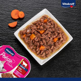 Vitakraft Poésie Création, Nassfutter für Katzen, Nassfutter in Soße, mit Rindfleisch und Karotte, Großpackung, ohne Zusatz von Zucker oder Getreide (15 x 85g)