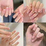 240 Set kurze französische Kunstnägel, quadratische künstliche Nägel, Nägel zum Aufkleben, Acryl-Nagelspitzen, künstliche Nägel für Frauen, DIY-Nagelkunst