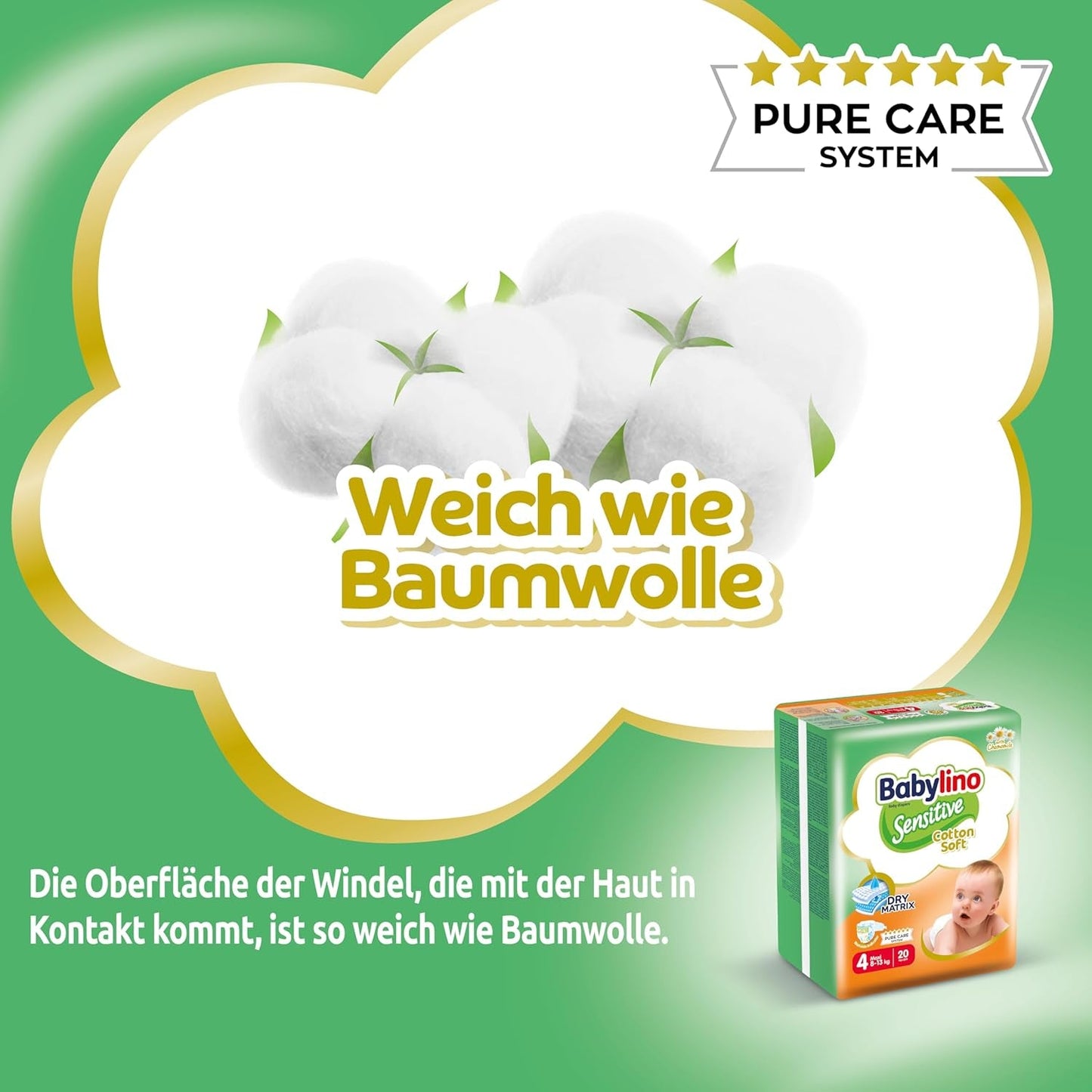 Babywindeln Sensitive Größe 4, Maxi (8-13 kg), 20 Stück