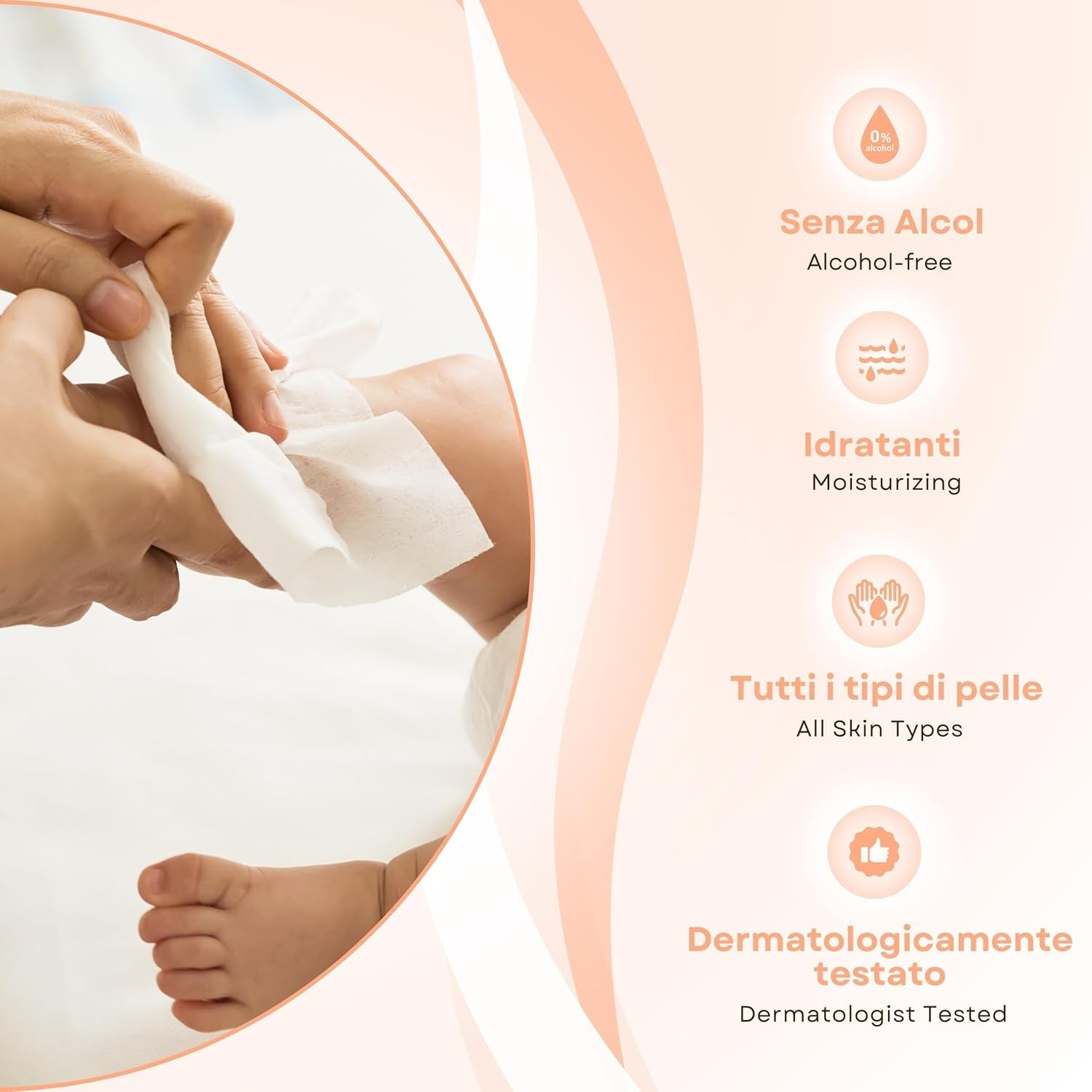 Aloe-Baby-Feuchttücher für empfindliche Haut, alkoholfrei, hautfreundlich, pH-Wert 5,5, leicht parfümiert, 1728 Stück (24 Packungen)