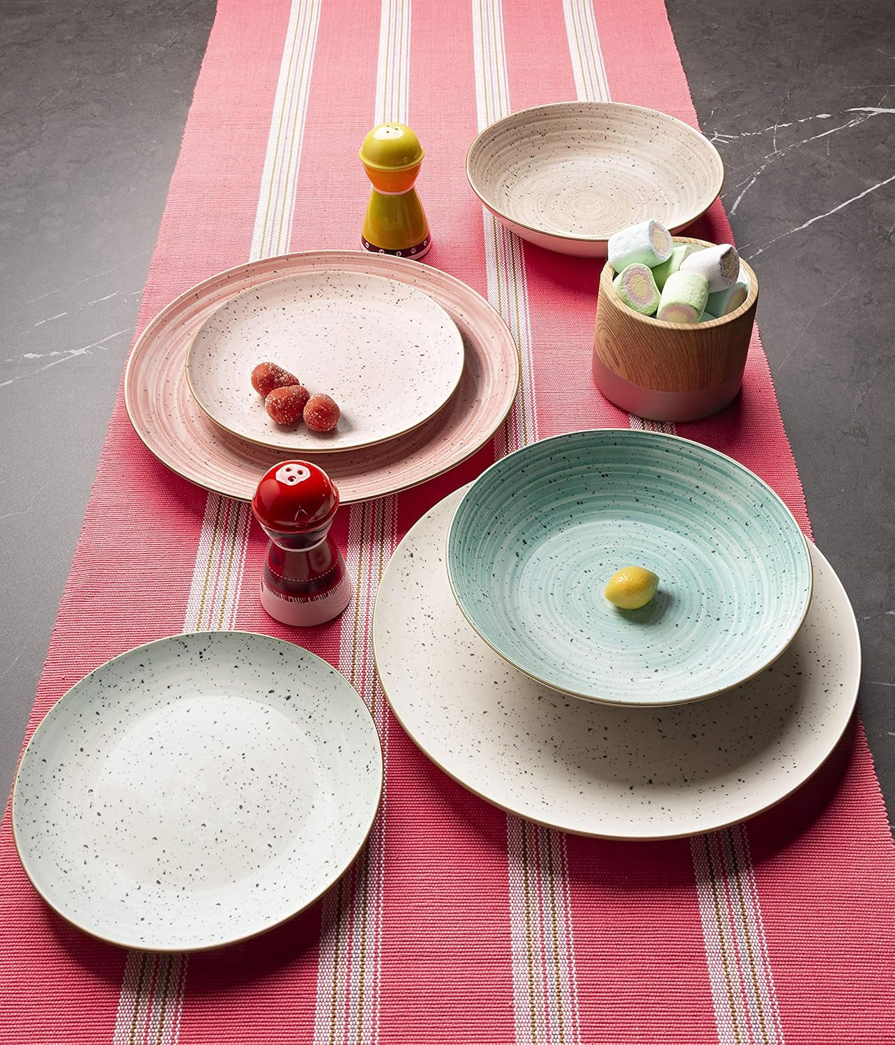 Pepper Bamboo Geschirrset für 6 Personen, 18-teilig, Porzellan, mehrfarbig