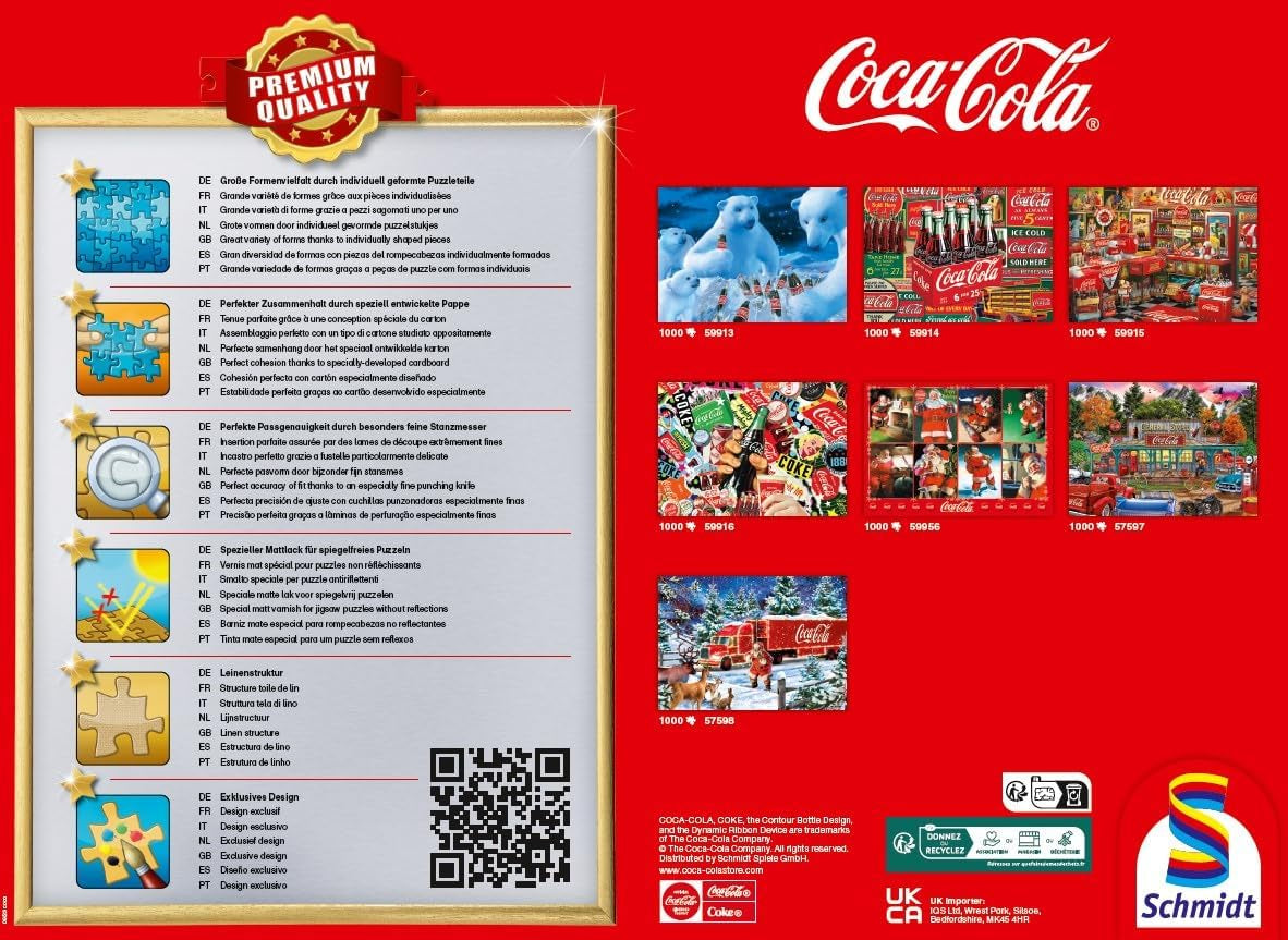 Schmidt Spiele 57598 Coca Cola Weihnachtstruck, Puzzle 1000 Teile Puzzle Naty Shop