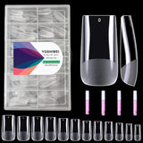 Künstliche Nägel mit vollständiger Abdeckung, 504 Stück, 12 Größen, künstliche Nägel mit Nagelkleber, künstliche Acrylnägel mit Aufbewahrungsbox für Nagelstudios und Heimwerker-Nagelkunst zu Hause (quadratisch)