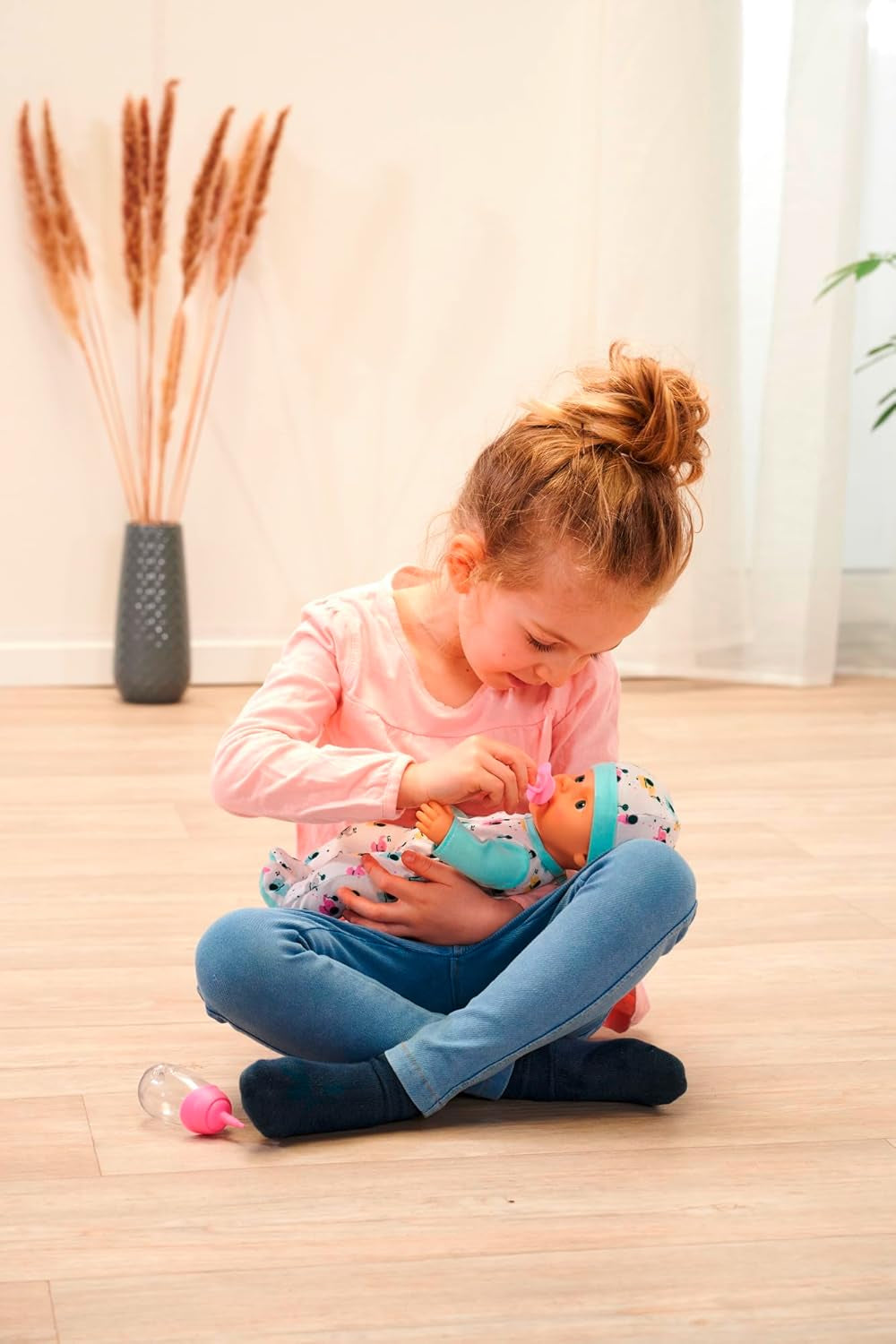 30 cm große Elefanten-Babypuppe aus Vinyl für Neugeborene mit Trink- und Tränkfunktion, Flasche und Schnuller, ab 2 Jahren