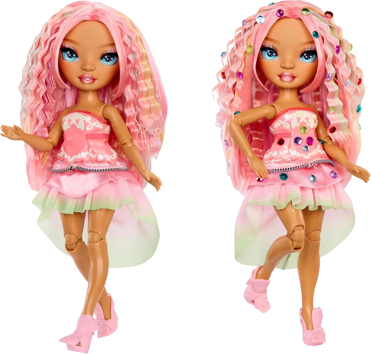 Rainbow High Be Dazzling – Adeline Rose – 28 cm große rosa Modepuppe mit Dekorationswerkzeug, funkelnden Edelsteinen und Styling-Zubehör