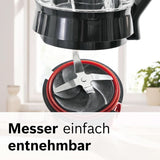 Bosch Standmixer Vitapower Serie 4 MMB6174SN, Verbesserte Version, Hochwertige Edelstahl-Klingen, 1.5L Glasbehälter, 0.6L To-Go-Flasche, Spülmaschinenfeste Teile, 30.000 U/Min, 1200 W, Silver Kitchen Naty Shop