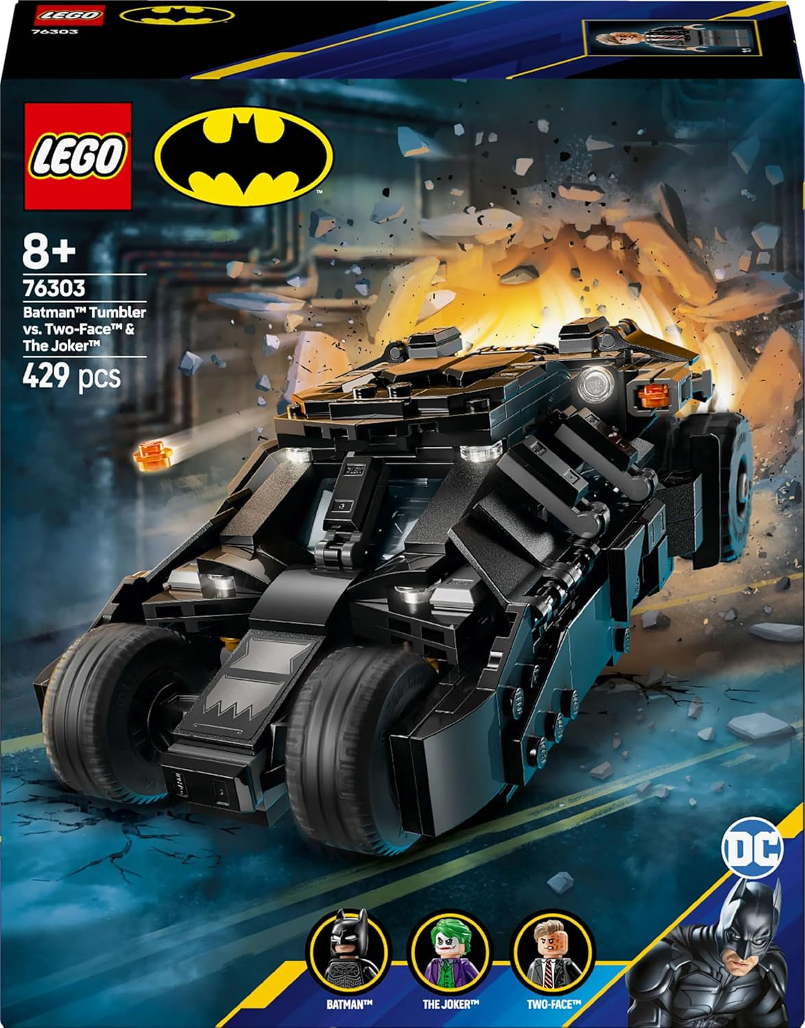 LEGO DC Batman: Batman Tumbler Vs. Two-Face & Joker – Superhelden-Spielzeug mit Batmobil-Auto – Spielset mit Minifiguren – Geschenk für Jungen und Mädchen ab 8 Jahren 76303 Bausets Besuchen Sie den LEGO-Store