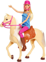 Barbie-Puppe und Pferdespielzeug, Reitzubehör, inklusive 1 Puppe und 1 Pferd, geeignet als Geschenk für Kinder ab 3 Jahren, FXH13