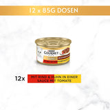 Gourmet Gold Délicatesse en Sauce Rind- und Hühnernassfutter für Katzen, 12er-Pack (12 x 85 g)