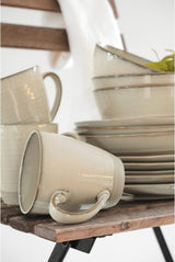 MÄSER 931818 Nottingham Vintage Series Tafelservice für 4 Personen, 12-teiliges Frühstücksservice mit unregelmäßigen runden Formen im Retro-Look, Fliese, Beige