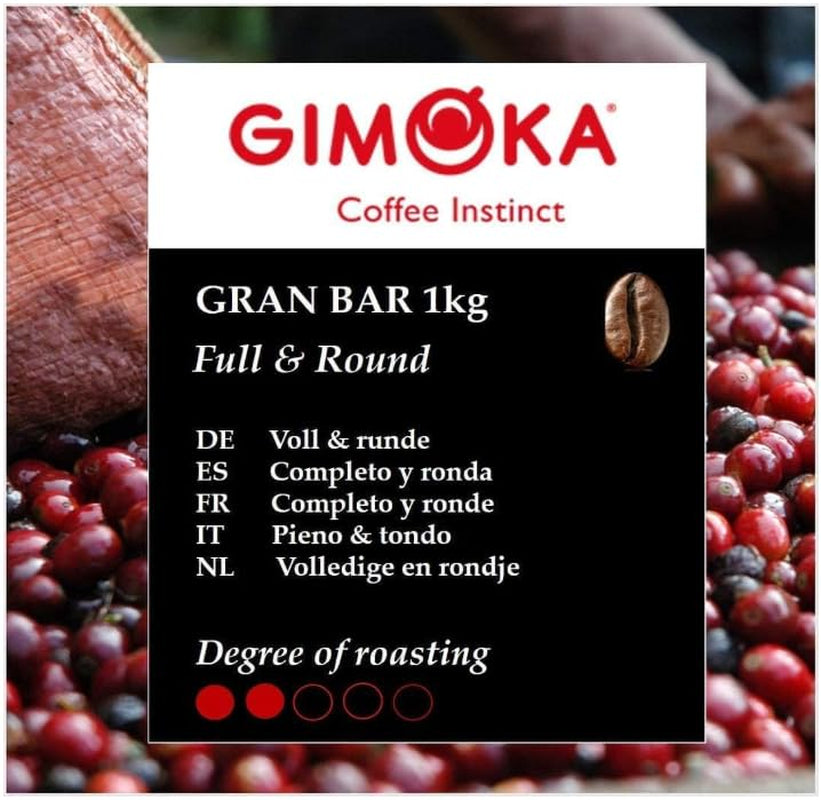 Gimoka Gran Bar Kaffeebohnen, reichhaltig und cremig, 1 kg, 10er-Pack, + Schlüsselanhänger