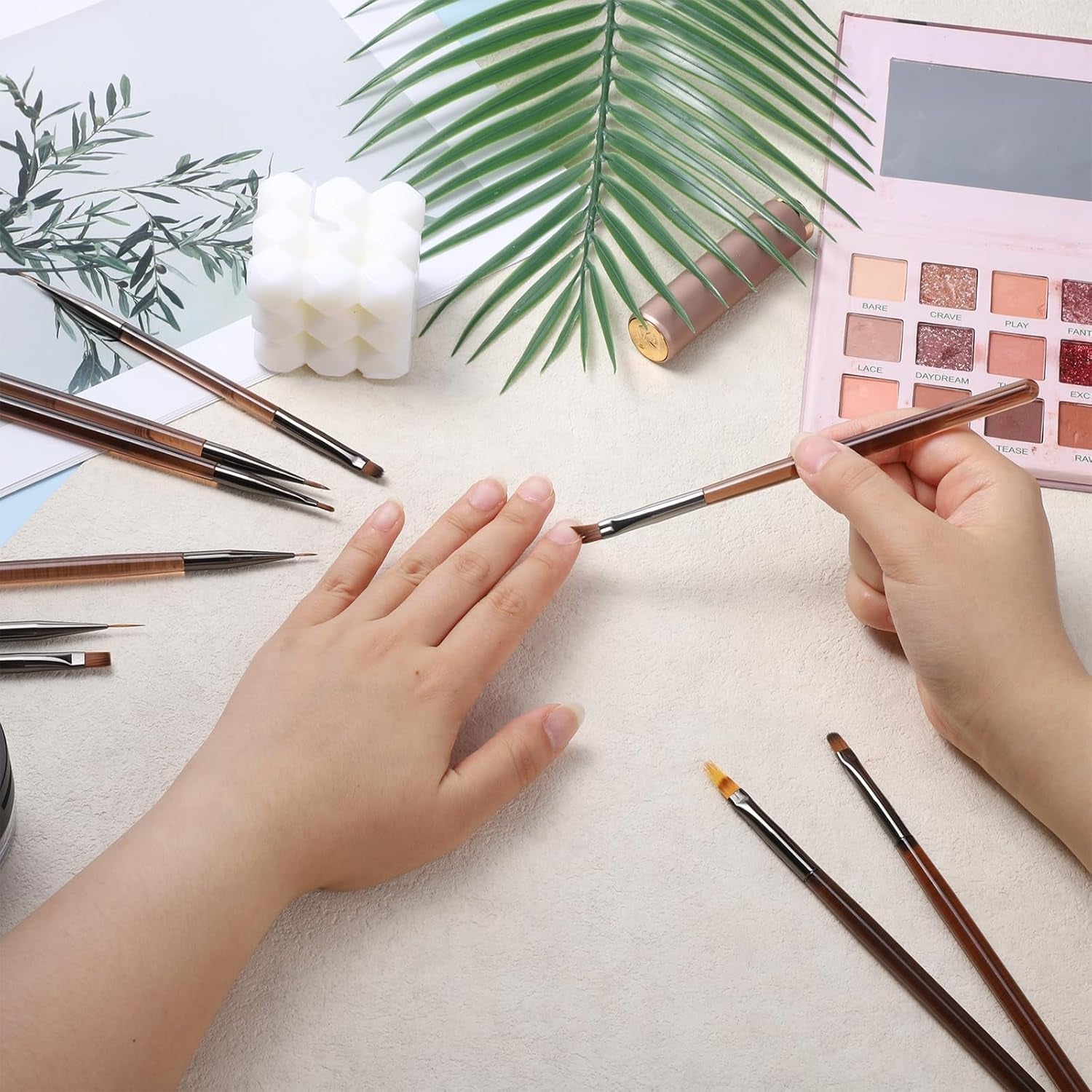 10 Stück Nailart Pinsel Set, Braun Nail Art Pinsel Nailart Design Pinsel Nageldesign Pinselfür Gelnägelfür Heimwerker Maniküre Salon Zuhause Nailpinsel Set