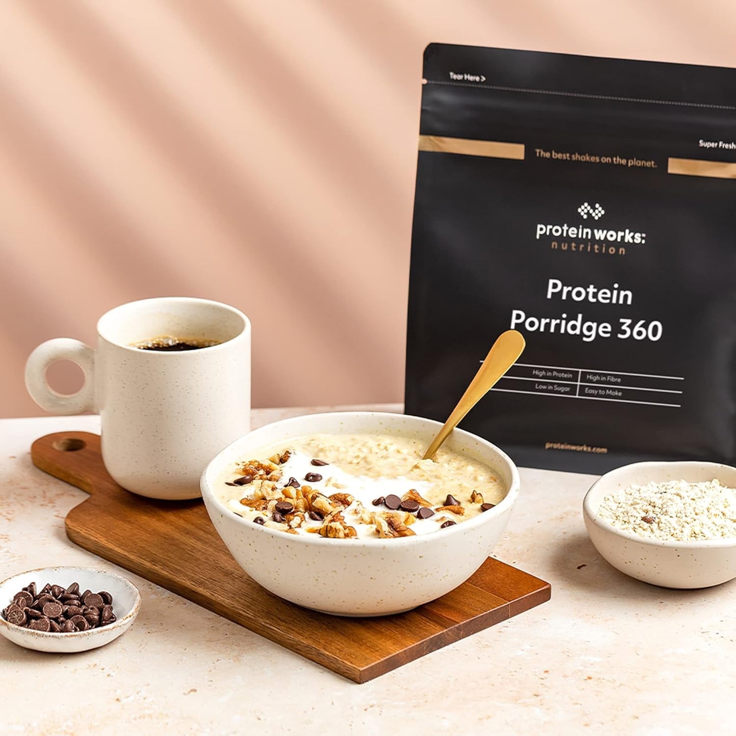 Protein Works - Protein Porridge 360 | Mythos Zusätzliche Vitamine und Mineralien | Proteinreiches Frühstück | Kalorienarme Haferflocken | 6 Portionen | Milchschokolade 500G Müsli Naty Shop