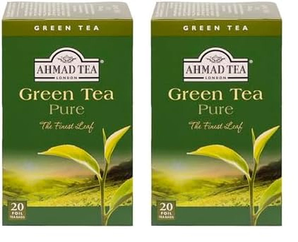 Ahmad Tea – Grüner Tee – geschmacksversiegelte, einzeln verpackte Teebeutel mit 2 g Tee pro Portion – 20 mit Bändern versehene Teebeutel (2er-Pack)