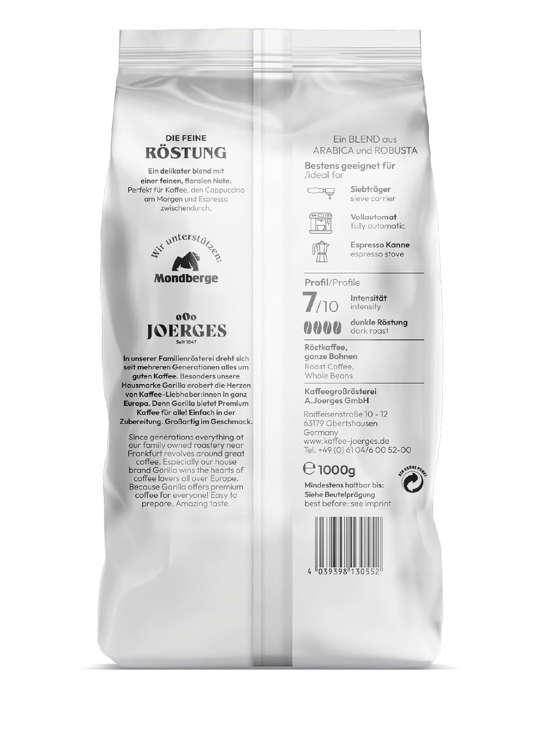 Jörges Espresso Delicate, 1kg, weiß