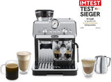 De'Longhi La Specialista Arte EC9155.MB Siebträger-Espressomaschine mit Mahlwerk, 8 Mahlgradeinstellungen, 15 bar Druck, 3 Temperatureinstellungen, Milchaufschäumer, 1550 W, 1,7 l Tank, Edelstahl/Schwarz, inklusive Barista-Kit