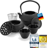 Dimono traditionelles Teeservice aus Gusseisen: Teekanne, Stövchen und 2 Teetassen