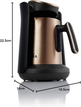 Arzum Okka Minio Türkische Kaffeemaschine, Moka, 1–4 Tassen, 300-ml-Edelstahltopf, Auslaufschutz, intelligentes Brühsystem, waschbarer Topf, 480 W, Kupfer