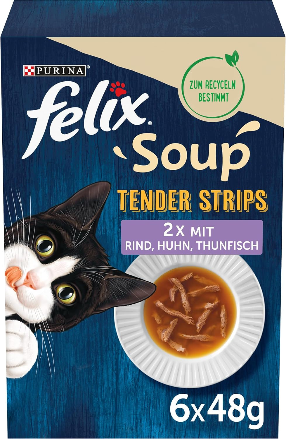 Felix Suppenstreifen, Katzensuppe, gemischte Sorte, 8er Pack (8 x 6 Beutel à 48g)