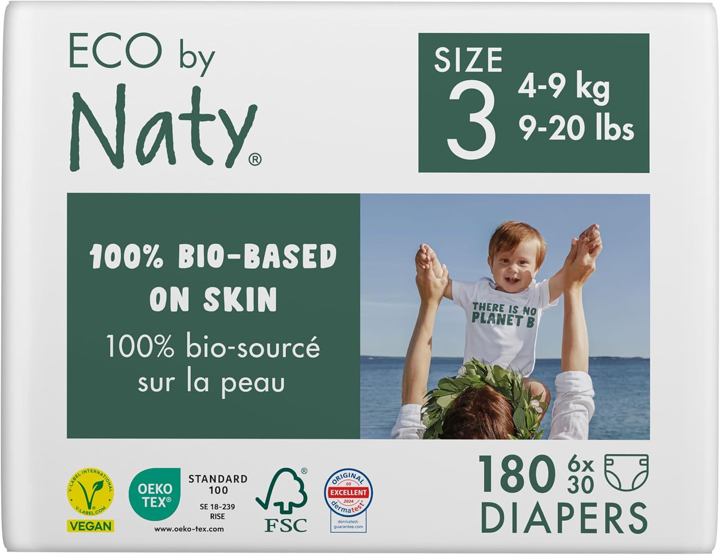 Eco Diapers Eco by Naty Baby Eco Diapers – hochwertige Bio-Windeln, umweltfreundlich, aus pflanzlichen Materialien, ideal für empfindliche Babyhaut (Größe 5 – 80 Stück)