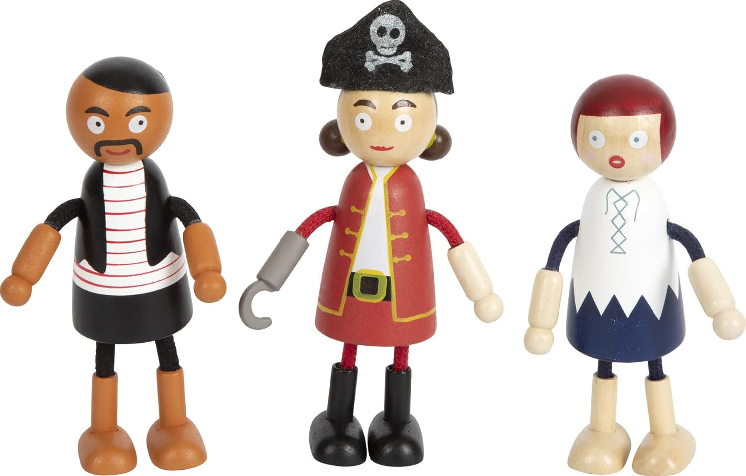 Small Foot Flexible Piratenpuppen aus Holz, 5 Piraten und 1 Affe, detailliert und flexibel, ab 3 Jahren, 12412