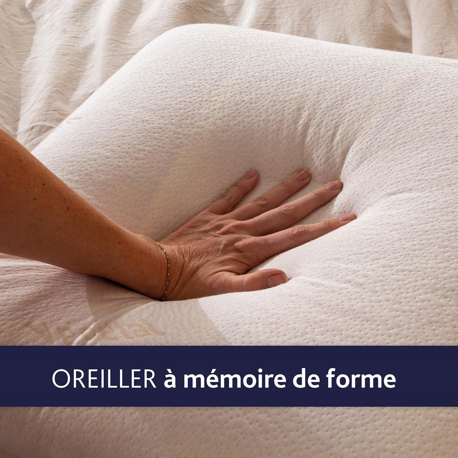 Kissen, ergonomisch, pflanzlich, 45 x 70 cm, Memory-Form, rechteckig, Füllung aus 100 % MDF, Unterseite aus Baumwolle, Bezug aus Polyester – Rizinusöl Naty Shop Standard-Kissen