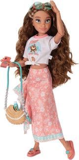 Vaiana-Puppe mit Zubehör, 29 cm, 13 Artikulationspunkte, offiziell lizenziert von Jakks Pacific. Komplett mit kombinierbaren Accessoires und einem funkelnden Mickey-Ring!