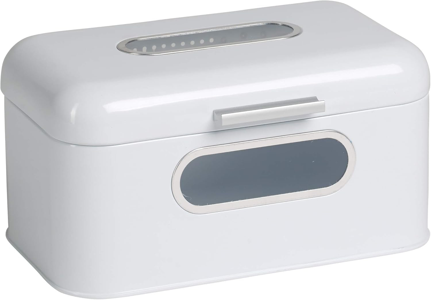 ECHTWERK Retro-Brotkorb aus Metall mit Sichtfenster und Deckel, Set mit 3 stilvollen Aufbewahrungsboxen, 1,4 l Fassungsvermögen, rote Lebensmittelaufbewahrungsboxen Naty Shop White S Single