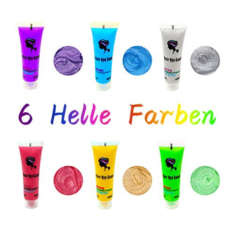 Byhoo 6 Stück temporäre Haarfarbe für schwarzes Haar, Haarkreide, waschbare Haarfarbe, Geschenkidee für Mädchen, Geburtstagsgeschenk für Teenager. Naty Shop Haarfärbemittel