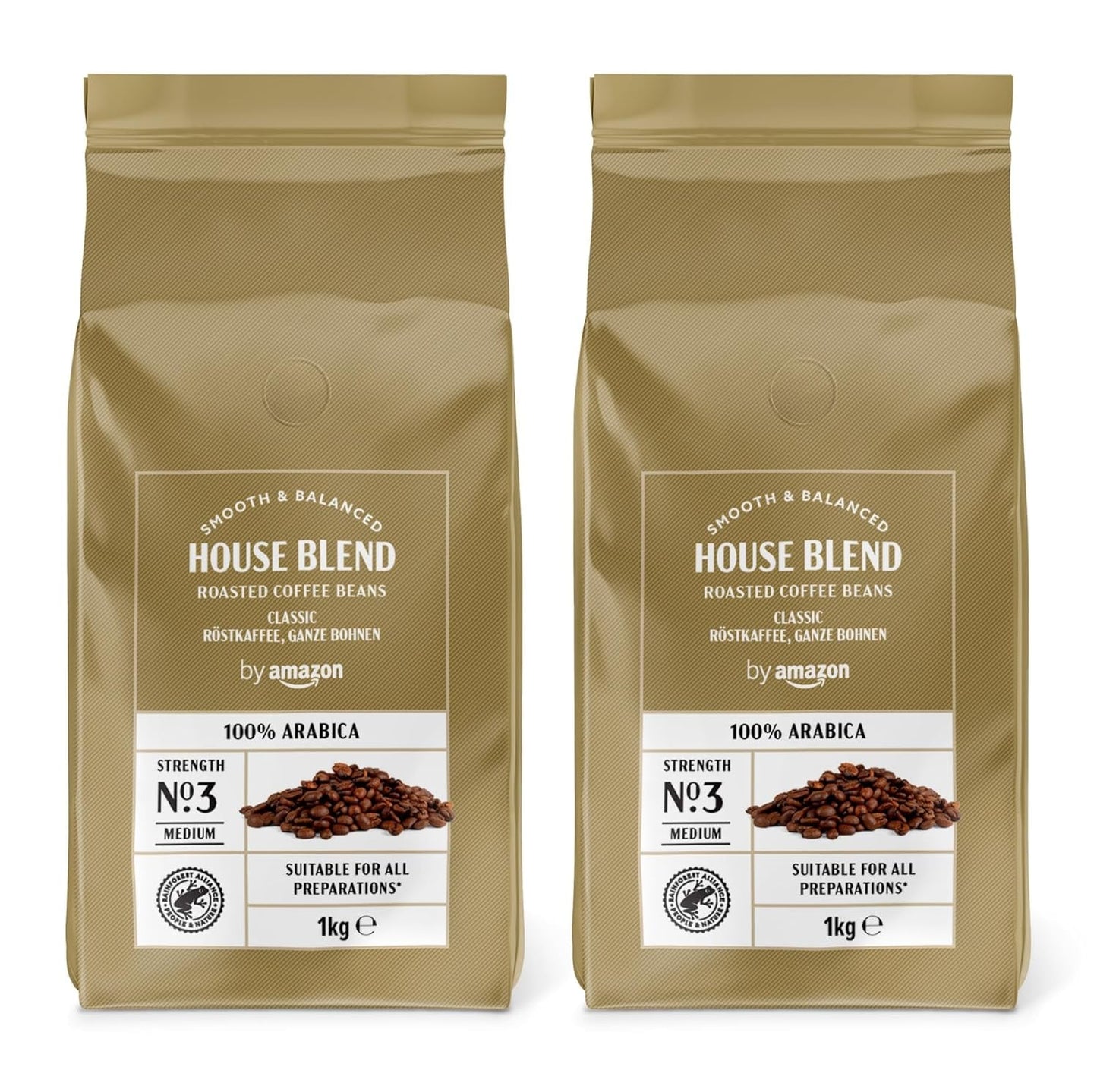 von Amazon Kaffeebohnen, Mittlere Röstung, 100% Arabica, Amaretto, 2kg (2 Packungen mit 1kg)