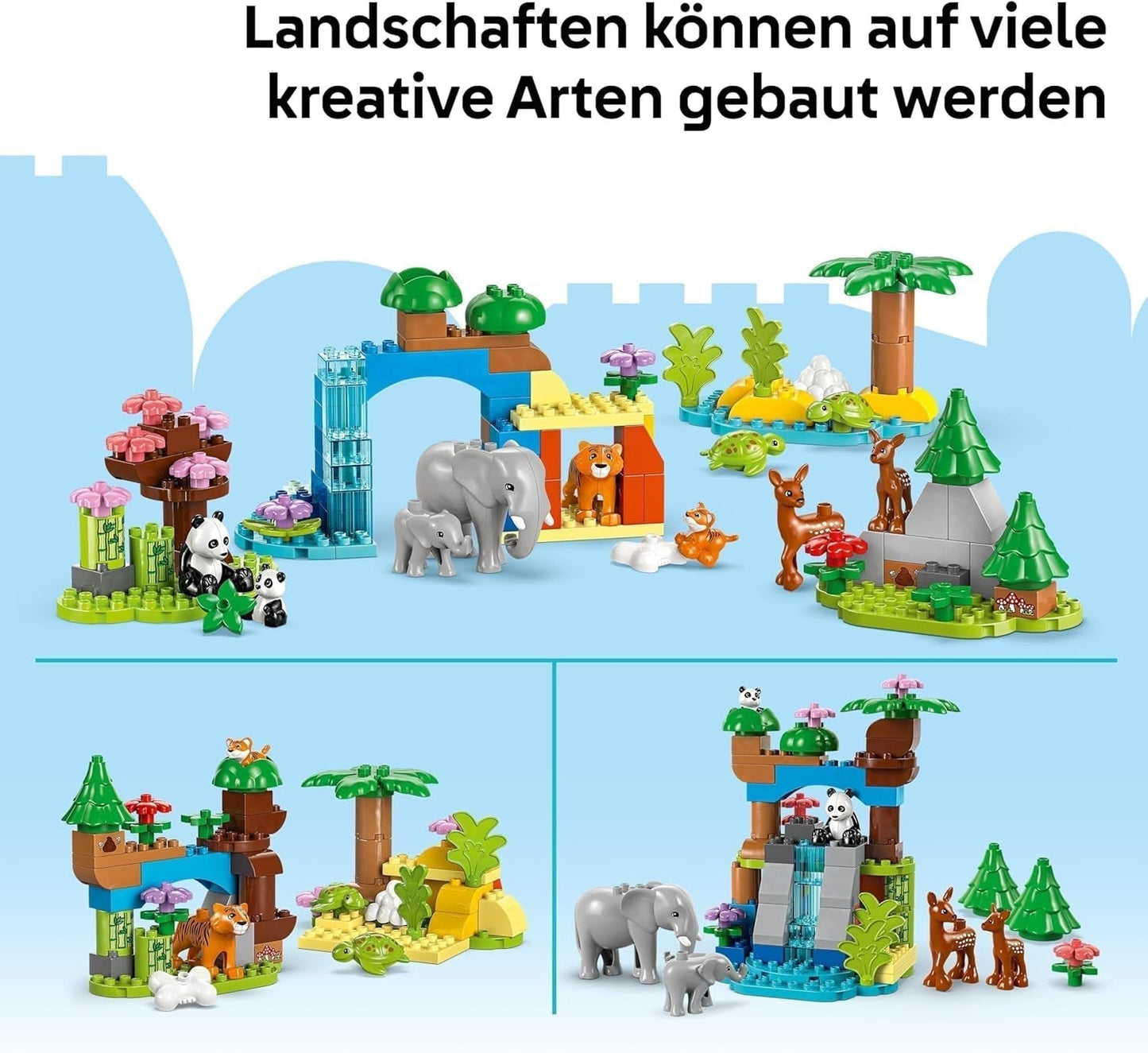 LEGO DUPLO Town Wild Animal Families 3-in-1-Set, Lernspielzeug für Kleinkinder mit Schildkröten, Tigern, Elefanten, Hirschen, Pandas, Set für Vorschulkinder ab 2 Jahren, Bauspielzeug mit Tierfiguren 10446 Bausets Beuche den LEGO-Store