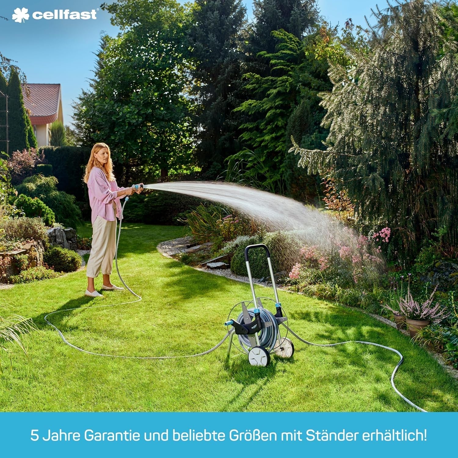CELLFAST Gartenschlauch 3,4 Zoll 3-lagiger Wasserschlauch Garten Flexibler Bewässerungsschlauch mit langlebiger Drahtverstärkung UV-beständig Anti-Algen 25 Bar 50 Meter und mehr