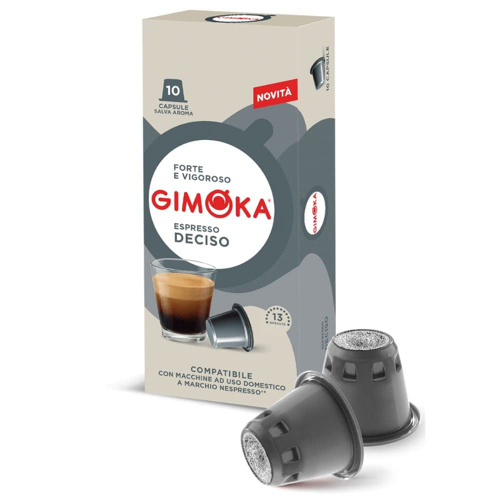 Gimoka Kaffeekapseln Espresso Deciso, Intensität 13/13-100 Kapsel – kompatibel mit Nespresso* Haushalts-Espressomaschinen – 100 Stück (10 x 10 Getränke) – hergestellt in Italien