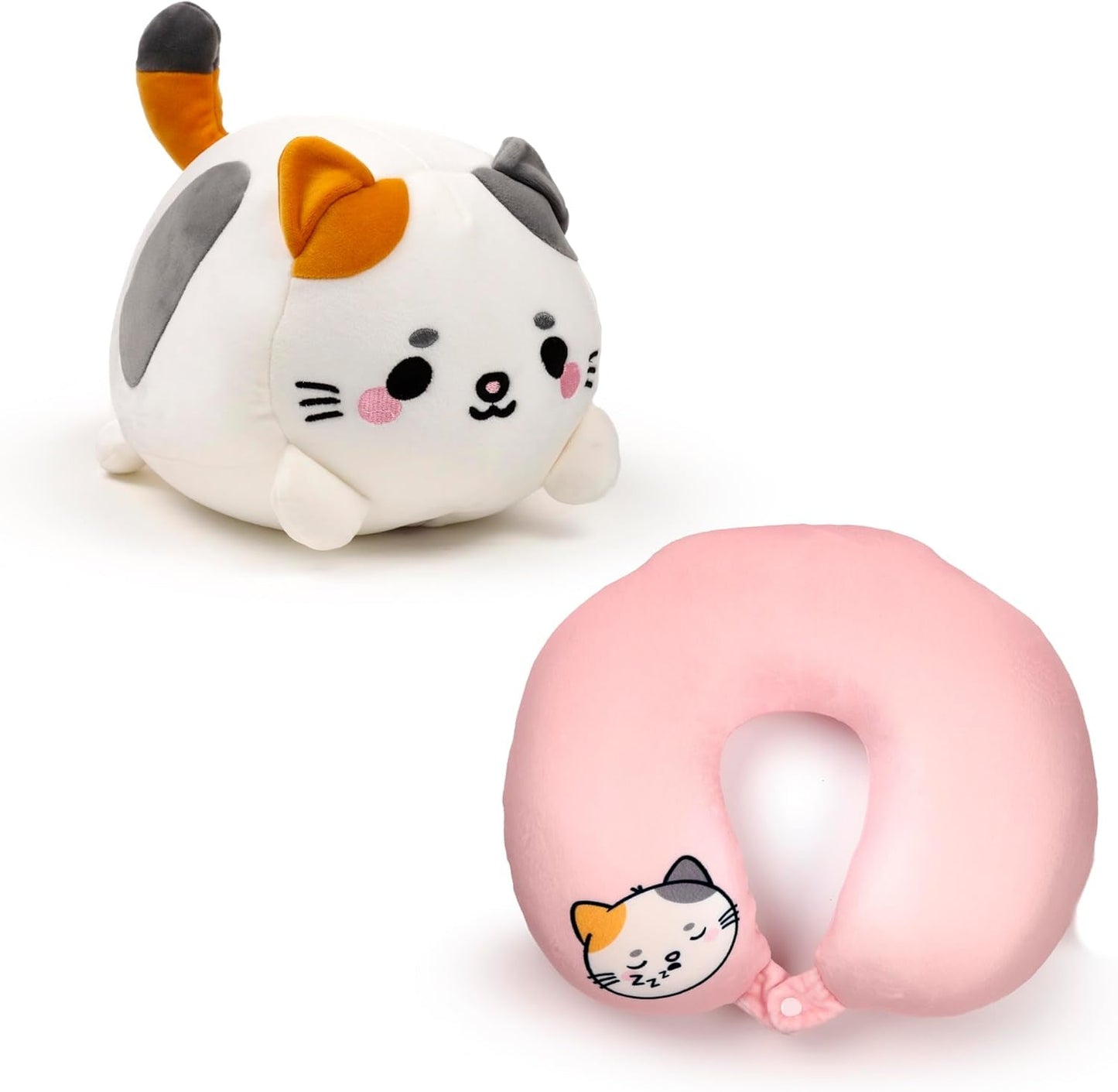Puckator Swapseazzz Plüsch-Reisekissen 2 in 1 Lola La Gatta Weiß Standard-Reisekissen Naty Shop Standardtitel