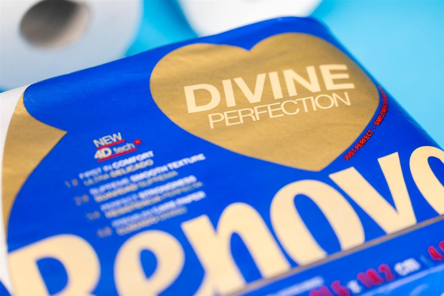 Renova Renova Divine Perfection Toilettenpapier, 42 Rollen, Premium-Toilettenpapier, 4-lagig, ultraweich, extra stark, dick, weich und saugfähig, FSC-zertifiziertes Papier, 4400 g