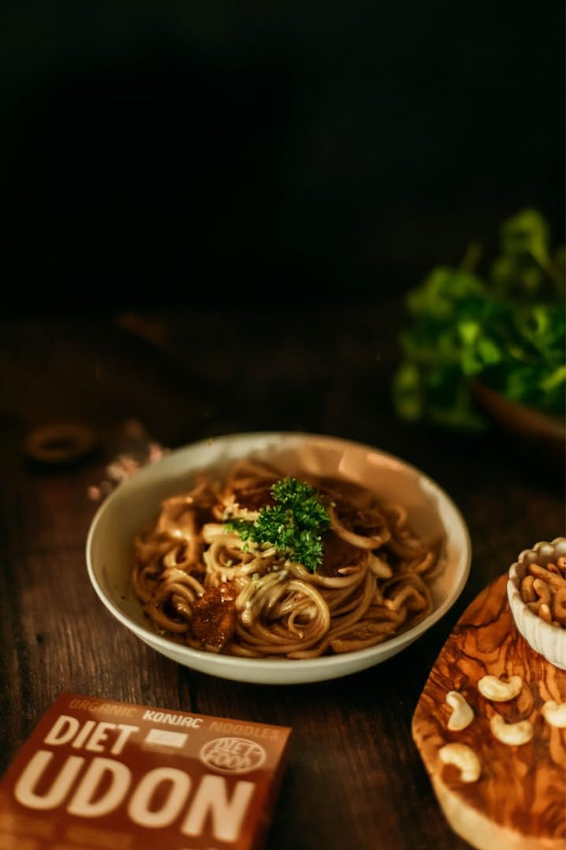 Udon Shirataki Konjac Nudeln Bio 385g – Kalorienarm, glutenfrei, vegan – aus Konjakwurzel, reich an Ballaststoffen DIÄT-FOOD