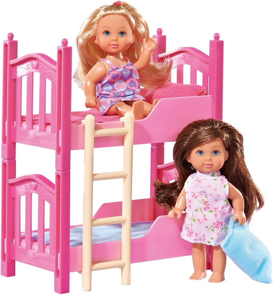 Simba 108178046 105733847 - Evi Love 2 Etagenbett / mit zwei Evi-Puppen / mit Etagenbett / inklusive Zubehör / Ankleidepuppe / 12 cm, für Kinder ab 3 Jahren