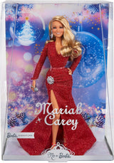 Barbie Mariah Carey – Sammlerpuppe mit glitzerndem roten Kleid, Rüschen, Schlitz, bezaubernden Locken, silbernen Accessoires, roten High Heels, Weihnachtstradition, Dekoration, HJX17