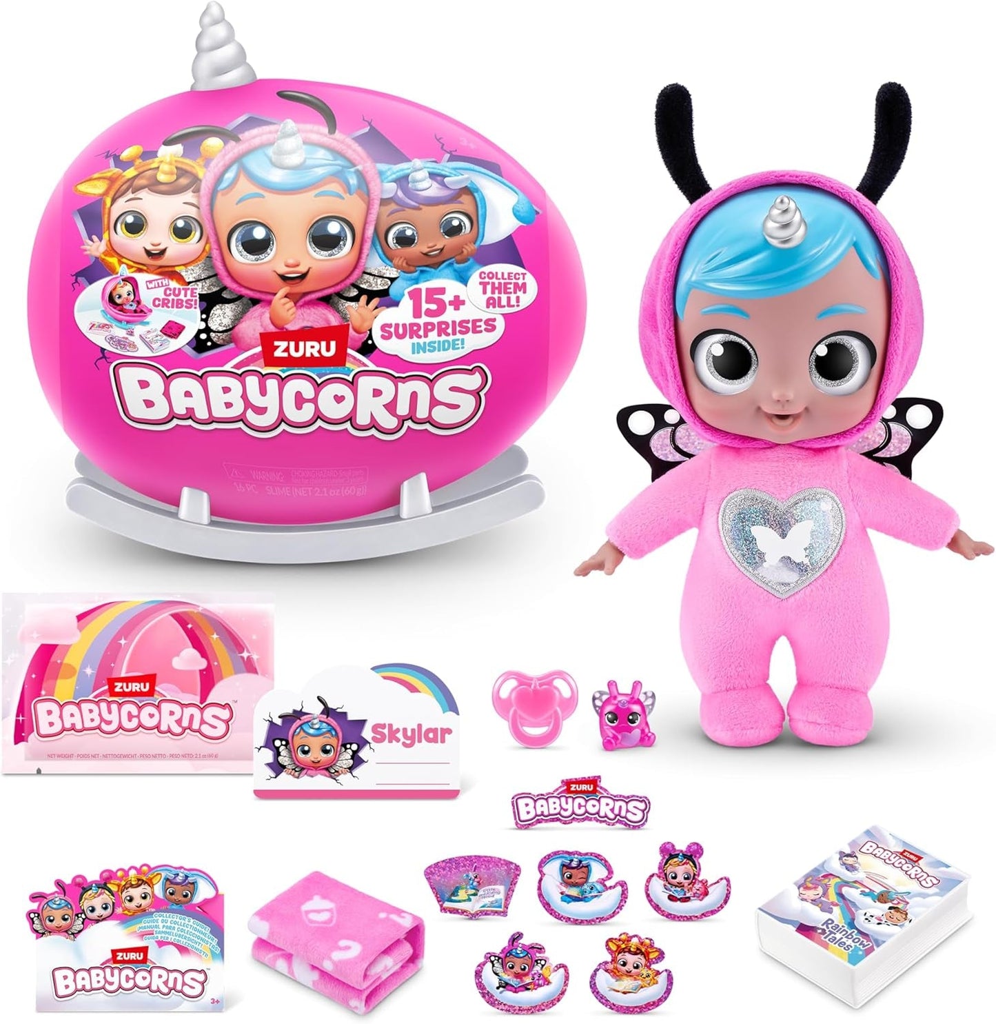 Babycorns Magic Dolls Serie 1 Small (Skylar) von ZURU, Überraschung, Auspacken, Babymädchen, Puppe