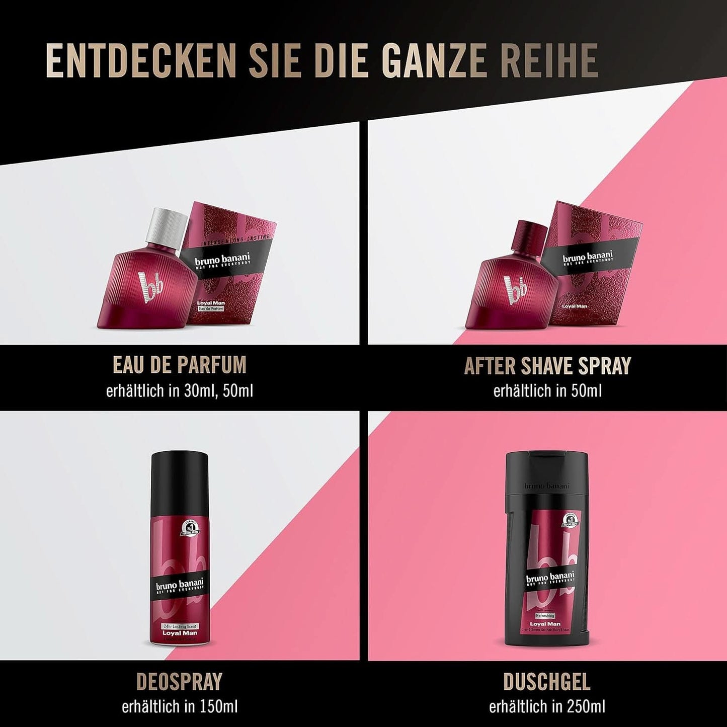 Bruno Banani Loyal Man 3 in 1 Duschgel für Körper, Haare und Gesicht, Männer, 250 ml Dusche und Bad Naty Shop