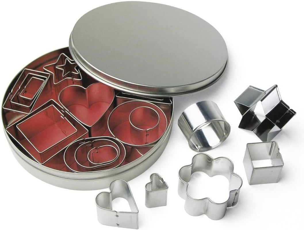 Rayher Keksformen aus Metall, 24er-Set, 8 Sorten, 2–4 cm, für Dekorationen, zur Herstellung dekorativer Geschenkanhänger aus Beton, Ton, 8619800
