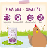 MjAMjAM – Premium-Nassfutter für Katzen – Wellness – Verdauungsfördernd – Huhn, 12er-Packung (12 x 125 g), getreidefrei